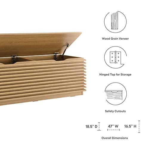 Modway Render 47" Wood Grain Storage Bench in Oak - color: Oak