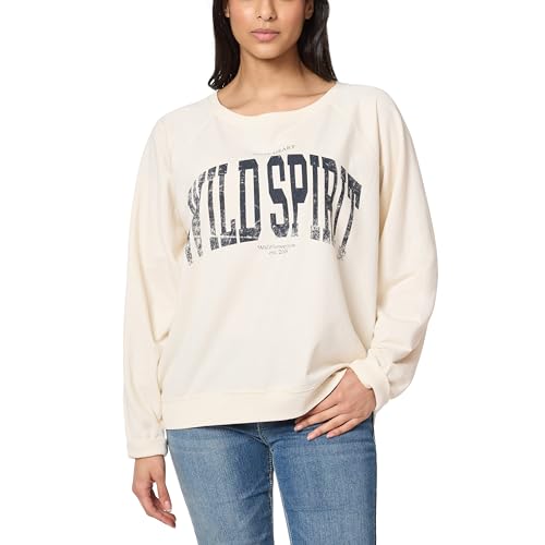 WallFlower Women's Dallas Oversized French Terry Graphic Sweatshirt