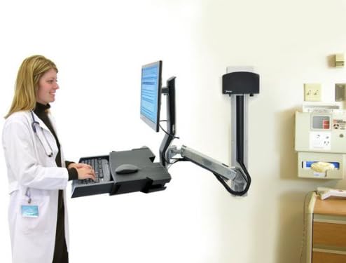 Ergotron StyleView Sit-Stand Combo System with Worksurface, Polished Aluminum/Black