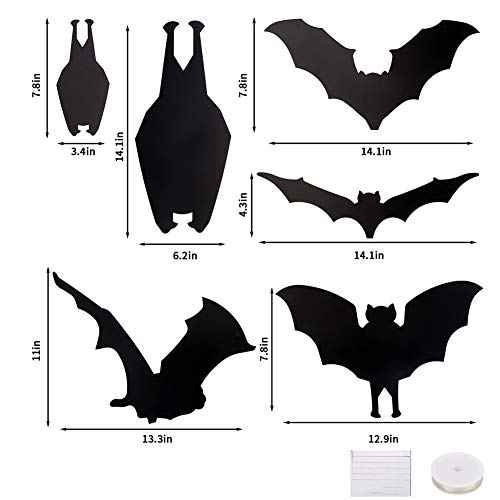 CCINEE Halloween Bat Decoration,Large Hanging Bat Wall Decal Window Door Entryway Sticker for Party Favor Supply,24PCS