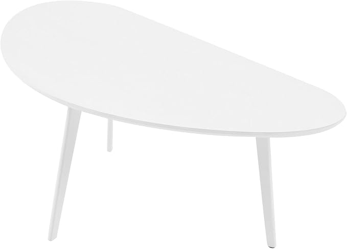 FIRMINANA Mid Century Modern Coffee Table,Large Oval White Coffee Table for Living Room,for Small Spaces,White-47.3" W x 23.63" D x 17.72" H