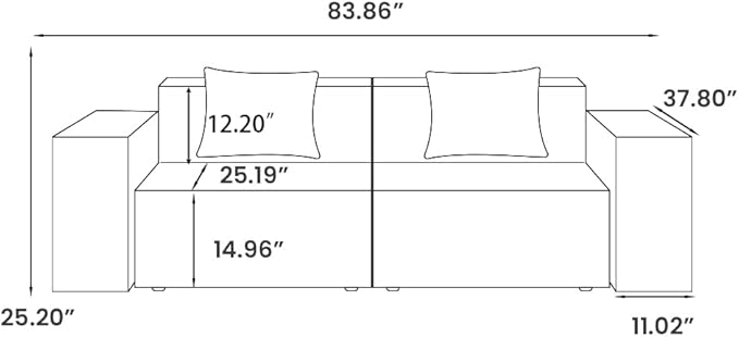 POVISON 83" Modular Sectional Sofa for Living Room Modern Large Sectional Couches Velvet Loveseat Oversized Deep Seat Sofa Set 2 Seater Big Comfy Cloud Couch for House Office