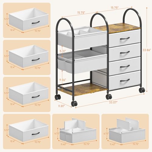 Baby Diaper Caddy Organizer Cart with Wheels, 4-Tier Rolling Diaper Cart with Dividers and Drawers, Multi-Layer Nursery Storage for Diapers & Baby Essentials - color: Grey