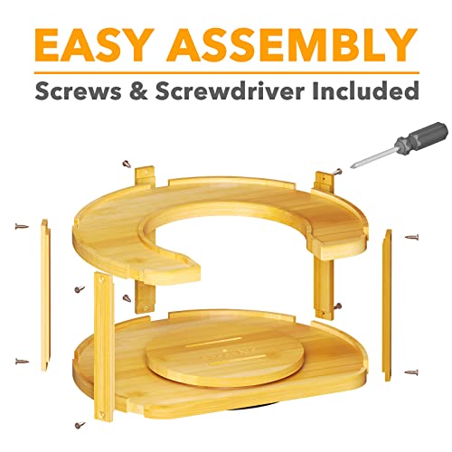 SpaceAid 2 Tier Bamboo Spice Rack Organizer, Lazy Susan Turntable for Cabinet, Home Kitchen Spices Spinning Rotating Shelf Racks for Pantry Seasoning Bottle Holder Storage (Two Tier, Natural)