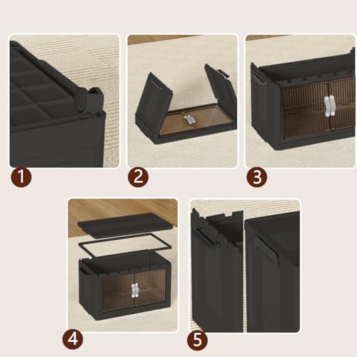 81QT Stackable Storage Bins with Lids & Wheels - Clear & Collapsible Design, Space Saving Foldable Plastic Organizer Containers for Home Bedroom Office Gray 5T - size: 81Qt/20Gal-5Packs/1Top Lid