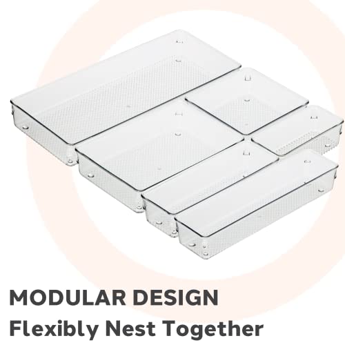 Oggi Clear Drawer Organizer - 6" X 6"- Ideal for Organizing Kitchen Drawers, Office, Desk, Silverware, Kitchen Utensils, Cosmetics and Bathrooms (Pack of 2) - size: 6" by 6" (Pack of 2)