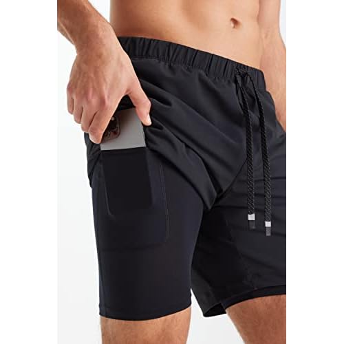 Fabletics Men's The One Short (Lined), Training, Swimming, Lightweight, Quick-Dry, Zip Pocket, Stretch Woven