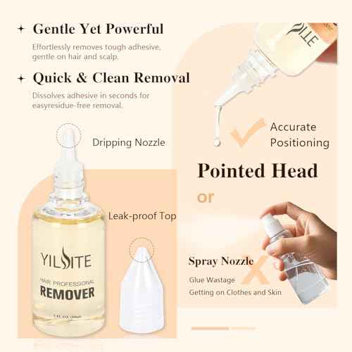 YILITE Fast Acting Tape in Hair Extension Remover, Wig Glue Remover, Hair Extensions Adhesive Remover &Glue Remover - Quick Dissolve Formula, Safe Gentle - 30ml