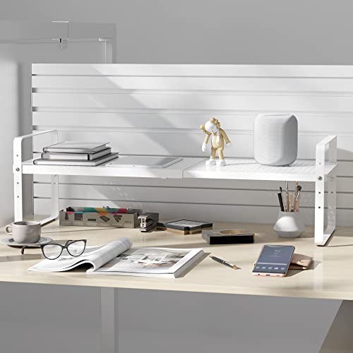 Expandable Cabinet Shelf Organizer Adjustable Metal Spice Rack Stackable Freestanding Counter Storage Shelves for Kitchen Cabinet Under Sink Office Desk (White - 1Pack - L16.5-27'' * W8'' * H9.6'') - color: White - 1pack - L16.5-27'' * W8'' * H9.6''