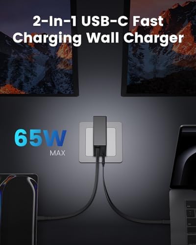 4 65W Type-C Retractable Wall Chargers and 1 Power Strip 12-in-1 Modular Charging Station