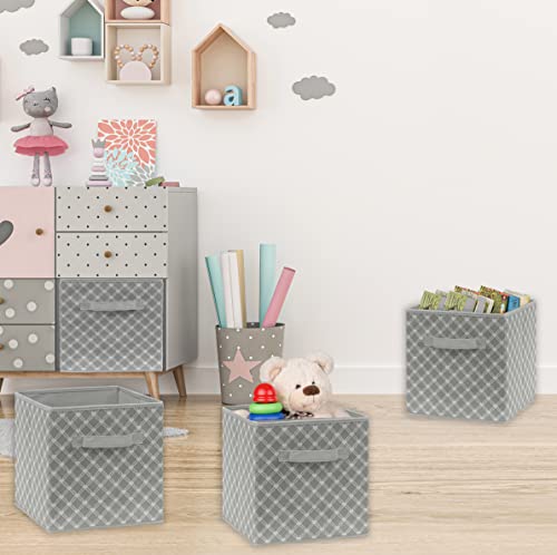 Simple Houseware 11-Inch Foldable Cube Storage Organizer Bin, Geometric Grey, 6 Pack - color: Grey - Geometric