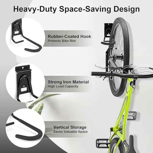 Slatwall Bike Hooks, Heavy Duty Bicycle Hangr with PVC Coating, Wall Mount Vertical Bicycle Storage Rack - 2 Pack