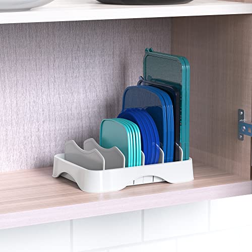 Simple Houseware Food Container Lid Organizer, Adjustable Dividers Lids Storage, 10''x8'', White - size: Small - 10.6'' x 8.3''
