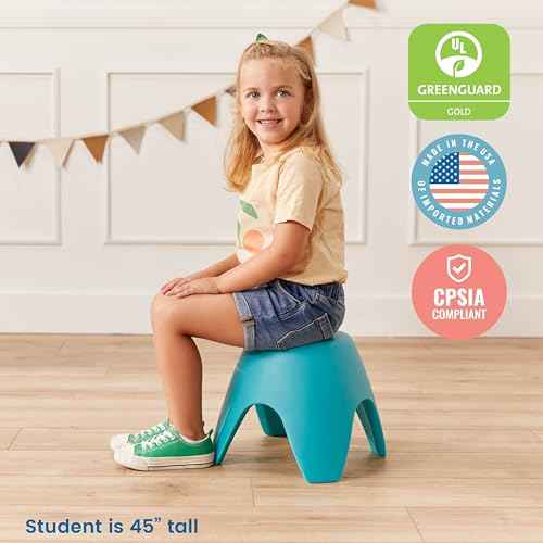 ECR4Kids Ayana Stool Set, Flexible Seating, Turquoise, 4-Pack
