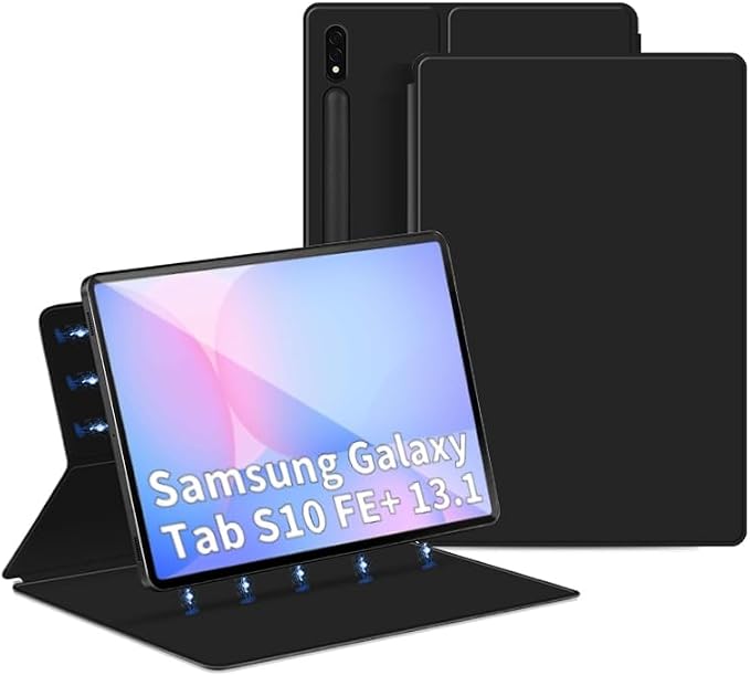 Magnetic Case for Galaxy Tab S10 FE+ 13.1 inch/Galaxy Tab S10 FE Plus with Pen Holder Lightweight and Slim Magnetic Stand Case with Auto Sleep/Wake for Tab S10 FE+ (SM-X620/X626B) Black