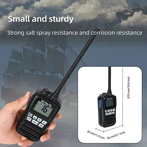 Retevis RM01 Ship to Shore Radio Handheld, Marine Walkie Talkies Waterproof, Floating, NOAA Weather Alert, Marine Two-Way Radios (2 Pack)