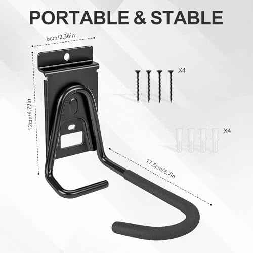 Slatwall Bike Hooks, Heavy Duty Bicycle Hangr with PVC Coating, Wall Mount Vertical Bicycle Storage Rack - 2 Pack