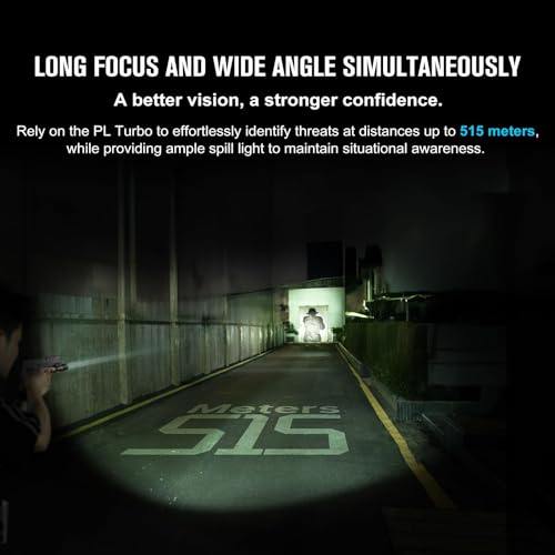 OLIGHT PL Turbo Weaponlight, 800-Lumen 515 Meters Long-Range Tactical Flashlight, 66,300 High Candela Compact Rail-Mounted Light with Strobe Function and Rail Locating Keys, Fits Picatinny and GL Rail