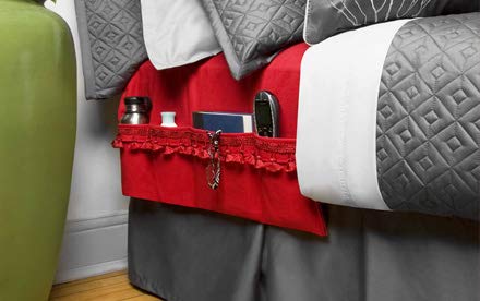 McNair D.B.B. Bedside Storage Organizer/Caddy extends from the left side of the bed to the right side. It provides easy access to remote controls, eye glasses, books, cell phones, water bottles, etc. - size: King