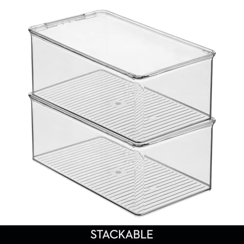 iDesign Stackable Shoe Box with Hinged-Lid for Wedges or Sandals, Set of 2, Clear, Made in USA - style: Pack of 2