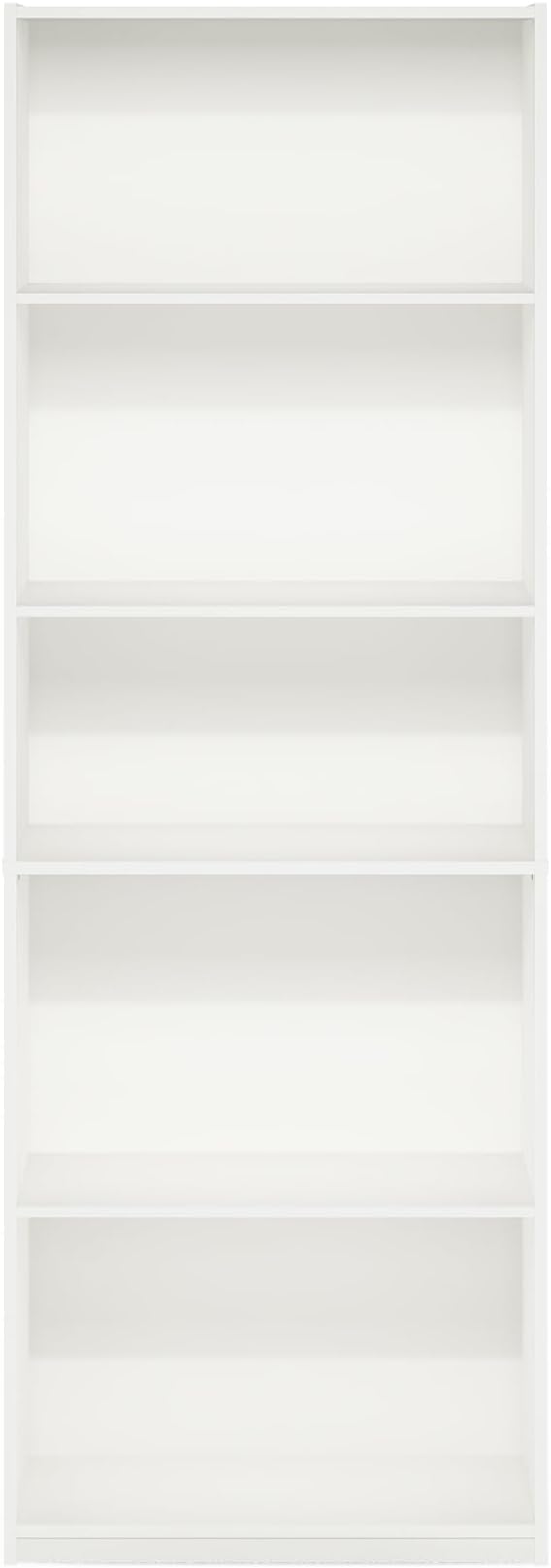 Furinno GEHRY Book Shelf, 5-Tier Bookshelf, Bookcase with Adjustable Shelves, 11.6 x 24.8 x 71.4, for Living Room, Bedroom, Home Office, White