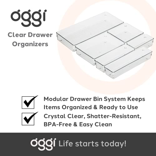 Oggi Clear Drawer Organizer - 6" X 6"- Ideal for Organizing Kitchen Drawers, Office, Desk, Silverware, Kitchen Utensils, Cosmetics and Bathrooms (Pack of 2) - size: 6" by 6" (Pack of 2)