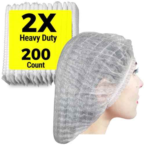 [200 Count] 2X Heavy Duty White Hair Nets For Food Service Workers, 21", Disposable Bouffant Caps Hair Nets for Women Work, Food Prep, Manufacturing and Workshop.