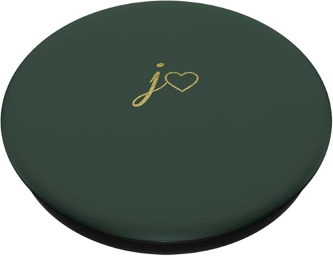Yellow Initial Letter J Heart Minimalist Forrest Green PopSockets Adhesive PopGrip