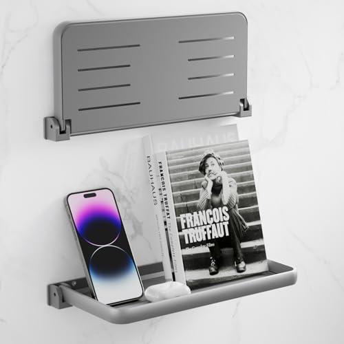 Safoner RV Aluminum Fold-Down Wall Shelf - The Essential Camper Accessory for Interior Organization | Space-Efficient Versatile Floating Storage- 2 Packs