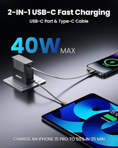 Gitryin 4 Lightning Retractable Wall Chargers with 2 USB A Ports and 1 Power Strip 12-in-1 Modular Charging Station