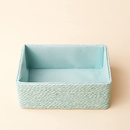 Storage Baskets Set 4 - Stackable Woven Basket Paper Rope Bin, Storage Boxes for Makeup Closet Bathroom Bedroom (Light Green) - color: Light Green
