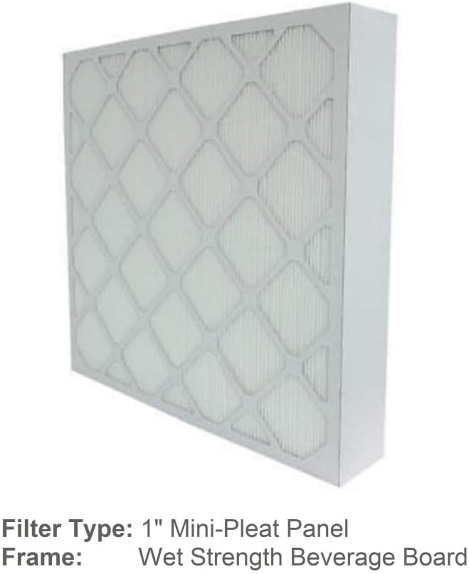 16x20x1 Mini-Pleat Synthetic Panel Air Filter – 1” Beverage Board Frame – MERV