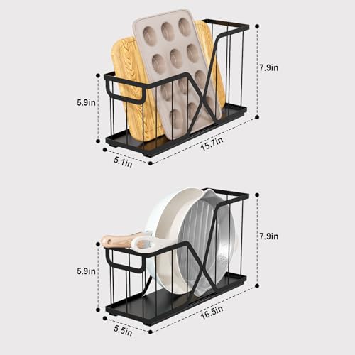 2 Pack Pull Out Cabinet Organizer for Cutting Board, Baking Sheet, Cookie Sheet, Sliding Rack for Bakeware & Trays, for Narrow Cabinet Space