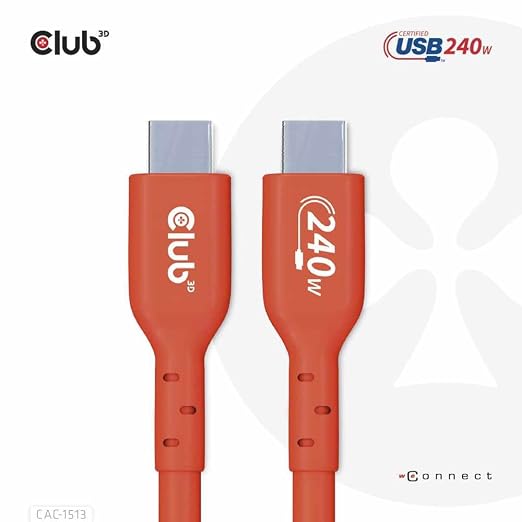 Club 3D CAC-1511 USB2 Type C to Type C Certified Bi-Directional Cable with 240W Charging 480Mb Data Transmission EPR 1m - 3.28ft
