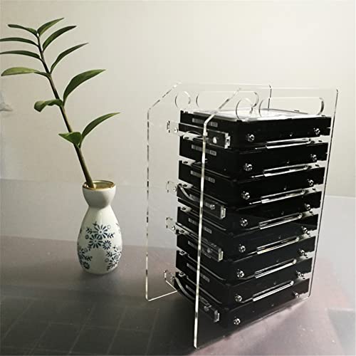 Hard Drive Bay Holder 3.5'' Multi-Layers Hard Disk Bracket HDD Mounting Bracket Kit, Transparent Mechanical Hard Disk Box Storage Organizer Case Rack with Cooling Fan Space (4 Layers) - style: 4 Layers