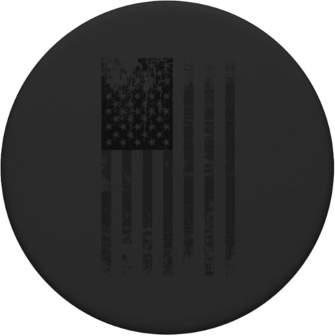 Black American Flag | Vintage USA Distressed Flag Graphic PopSockets Adhesive PopGrip