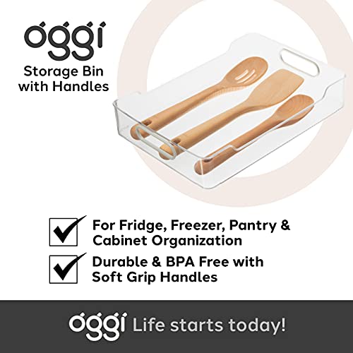 Oggi Cabinet/Drawer Storage Bin - 14" x 10", Clear/Gray, Ideal for Kitchen Organization, Pantry Storage, Fridge Organizing - Set of 6 - size: 14" x 10" - Set of 6