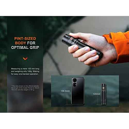 Fenix E35R 3100 Lumen USB Rechargeable LED Compact EDC Flashlight, Battery EdisonBright Accessory case Bundle