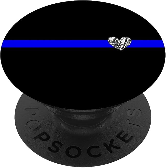 Fallen officer remembrance thin blue line design with Heart PopSockets Adhesive PopGrip