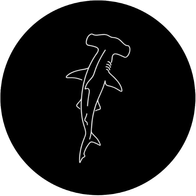 Hammerhead Shark Outline Minimal Line Art Design PopSockets Adhesive PopGrip