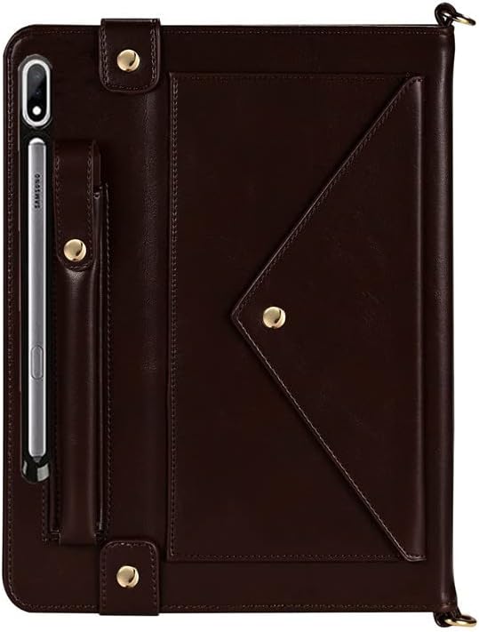 Handbag Case for Samsung Galaxy Tab S10 FE/S9 FE 10.9/S9/S8/S7 11 Techcircle Folio Stand Crossbody Wallet Protective Cover with S Pen Holder &amp Card Slots Hand Strap &amp Shoulder Strap Black