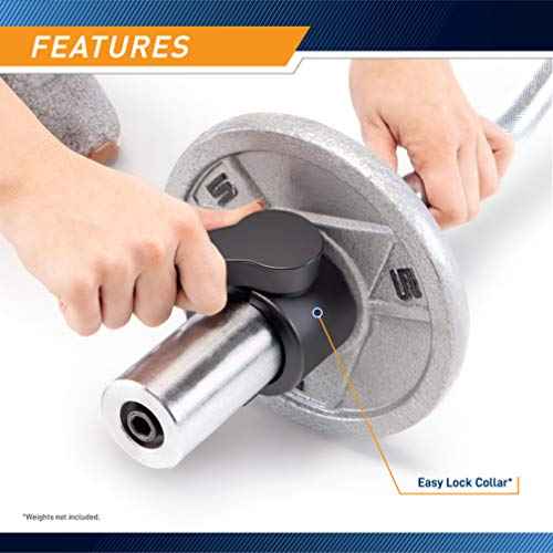 Marcy Solid Steel Olympic Weight Bar and Weight Plate Collars Chrome-Plated Exercise Weightlifting Bar SOC-49