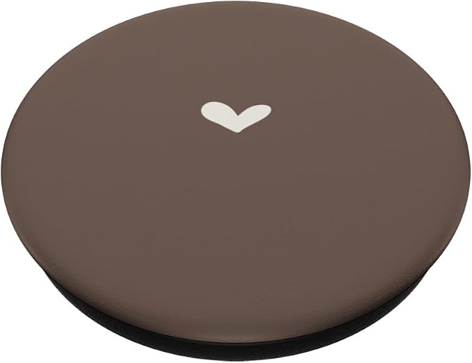 Dark Sand Beige Simple Heart Chic Feminine PopSockets PopGrip for MagSafe