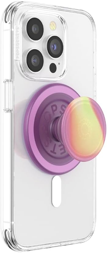 PopSockets Phone Grip for MagSafe with Kickstand, Magnetic Stand, Swappable Top, Secure Hold for iPhone MagSafe Cases, Phone & Tablet Grip - Aurange Translucent