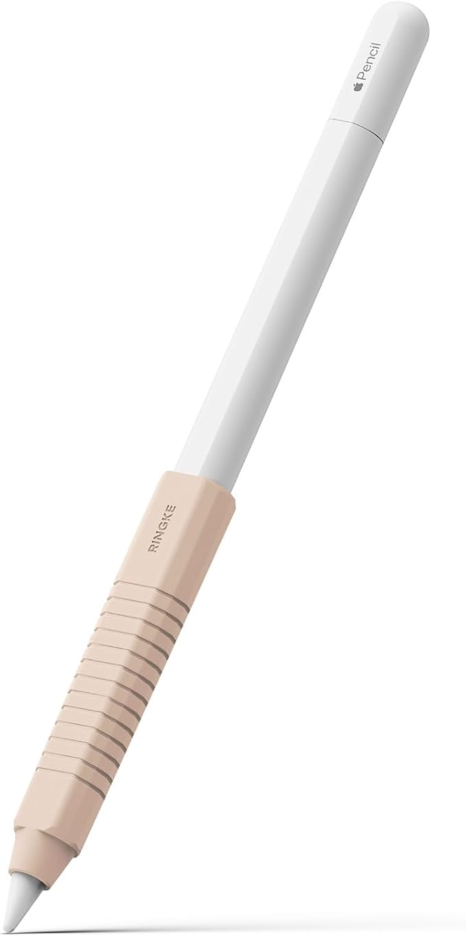 Ringke Silicone Drafting Grip Holder Compatible with Apple Pencil 2nd Generation, Apple Pencil USB-C and Apple Pencil Pro Case, Perfect Grip Silicone Protective Cover Sleeve Accessories - Pink Sand