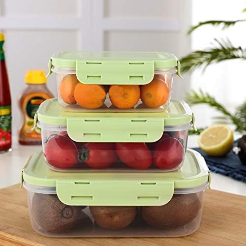 Food Containers Set with Lids Airtight - Plastic Lunch Bento Boxes - Meal Prep Containers, Microwave, Dishwasher, and Freezer Safe (Green)