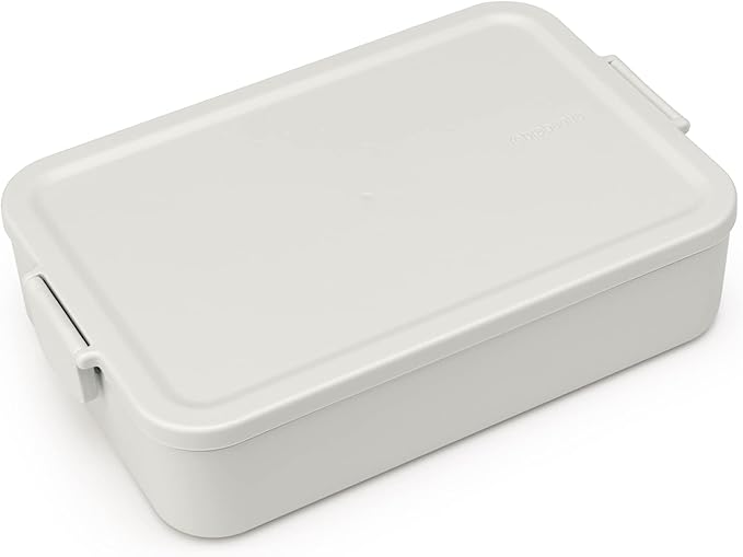 Brabantia Make & Take Large Lunch Box (Light Gray) BPA-Free, Airtight Snap Locks, Microwave & Freezer Safe, Travel Meal Prep Container