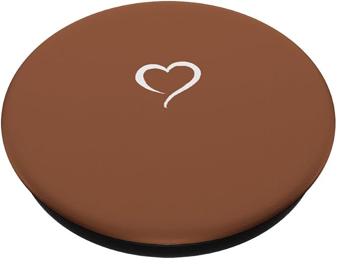 Saddle Brown Hand Drawn Heart Minimalist Love PopSockets Adhesive PopGrip