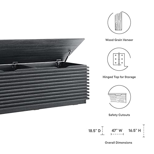Modway Render 47" Wood Grain Storage Bench in Charcoal - color: Charcoal
