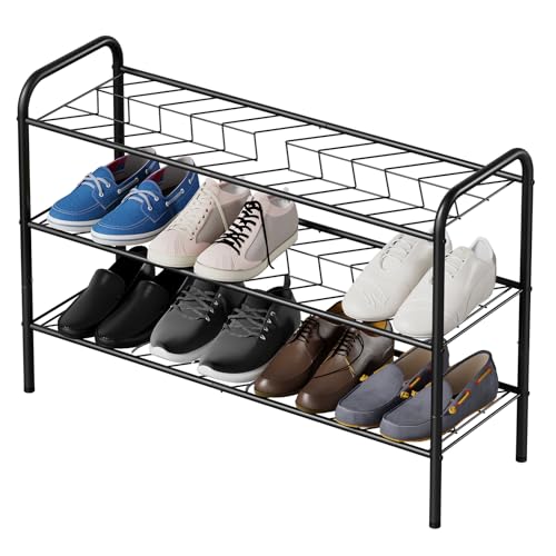 Shoe Rack,Long Shoe Organizer for Closet,Wide Shoe Storage for Entryway, 3 Tier Sturdy Metal Free Standing Shoe Shelf - size: 3-tier